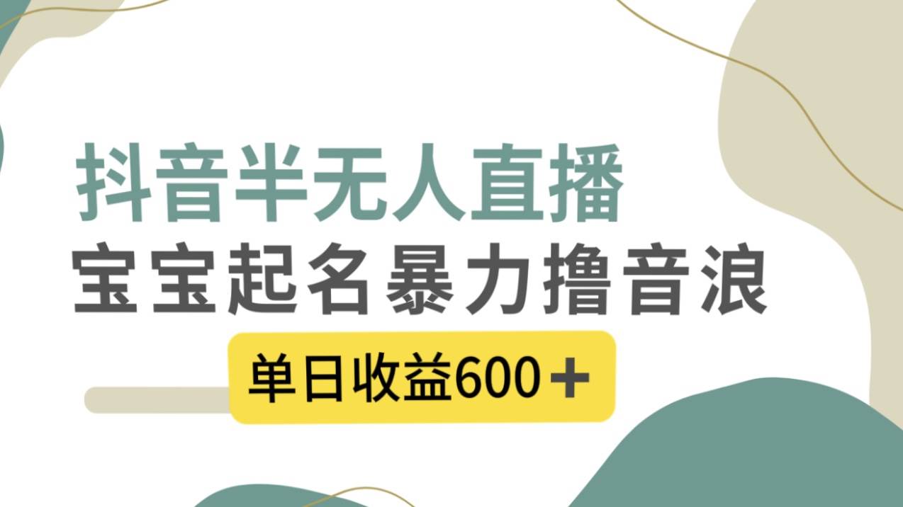 抖音半无人直播，宝宝起名，暴力撸音浪，单日收益600+汇创网-网创项目_汇创网_中创网_福缘网_冒泡网_资源整合平台汇创网