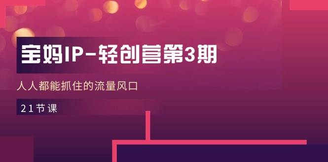 宝妈IP轻创营第3期，人人都能抓住的流量风口（21节课）汇创网-网创项目_汇创网_中创网_福缘网_冒泡网_资源整合平台汇创网