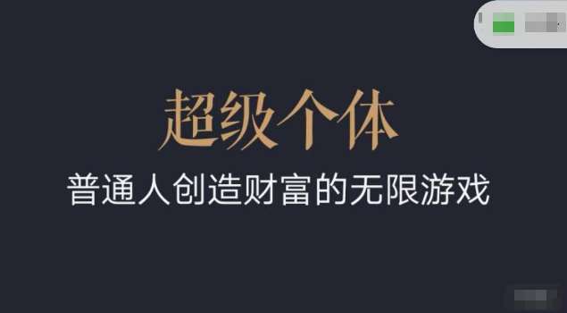 超级个体2024-2025翻盘指南，普通人创造财富的无限游戏汇创网-网创项目_汇创网_中创网_福缘网_冒泡网_网创项目平台汇创网