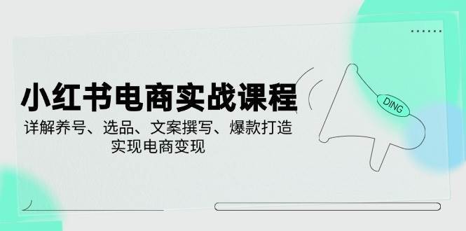 小红书电商实战课程，详解养号、选品、文案撰写、爆款打造，实现电商变现汇创网-网创项目_汇创网_中创网_福缘网_冒泡网_资源整合平台汇创网