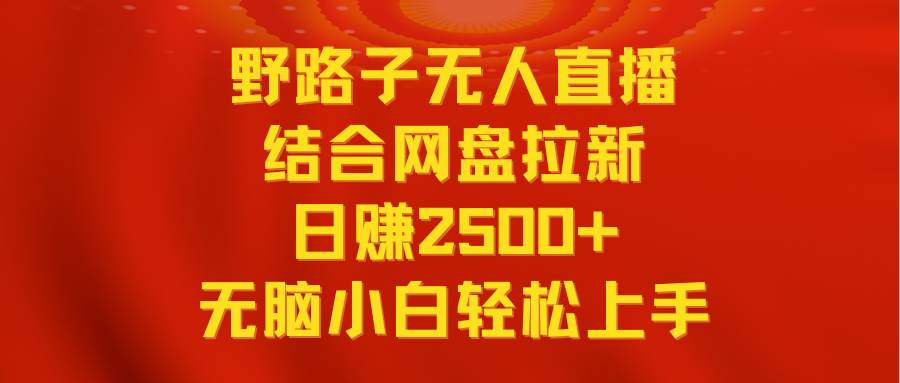 （9025期）无人直播野路子结合网盘拉新，日赚2500+多平台变现，小白无脑轻松上手操作汇创网-网创项目_汇创网_中创网_福缘网_冒泡网_网创项目平台汇创网