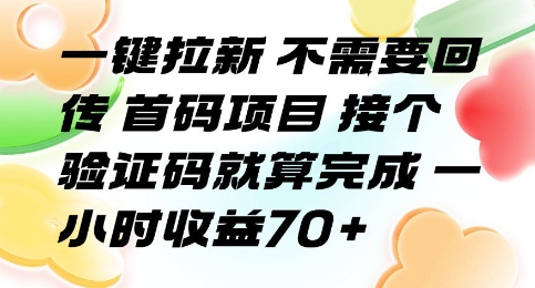 一键拉新 不需要回传 首码项目 接个验证码就算完成 一小时收益70+【揭秘】网创项目_汇创网_中创网_福缘网_冒泡网_资源整合平台汇创网