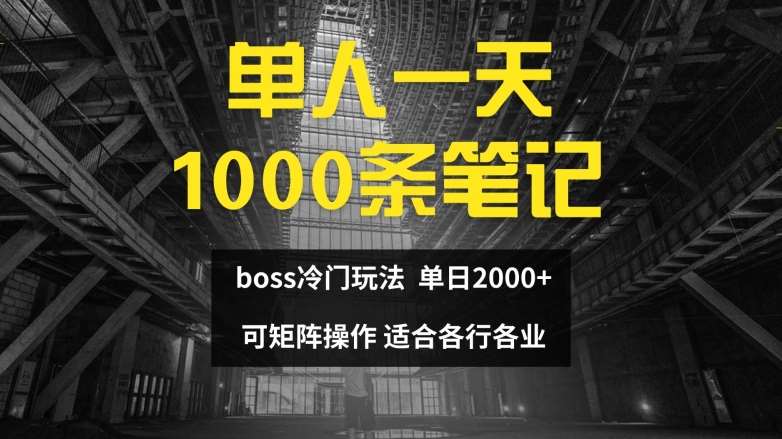 单人一天1000条笔记，日入2000+，BOSS直聘的正确玩法【揭秘】汇创网-网创项目_汇创网_中创网_福缘网_冒泡网_资源整合平台汇创网