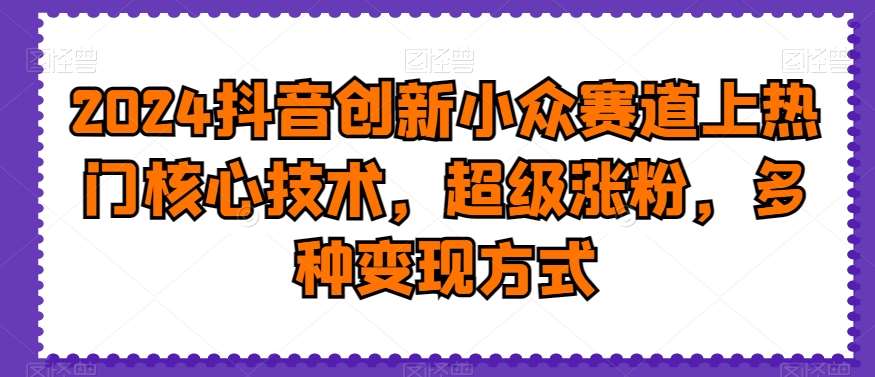 2024抖音创新小众赛道上热门核心技术，超级涨粉，多种变现方式【揭秘】汇创网-网创项目_汇创网_中创网_福缘网_冒泡网_资源整合平台汇创网