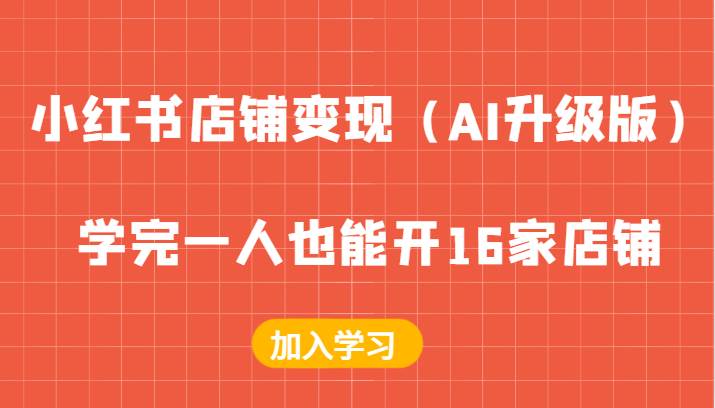 小红书店铺变现（AI升级版），学完一人也能开16家店铺汇创网-网创项目_汇创网_中创网_福缘网_冒泡网_资源整合平台汇创网