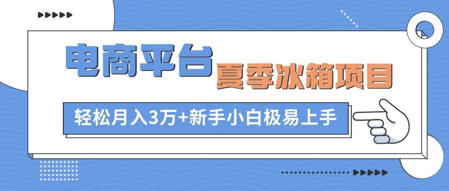电商平台夏季冰箱项目，轻松月入3万+，新手小白极易上手网创项目_汇创网_中创网_福缘网_冒泡网_资源整合平台汇创网