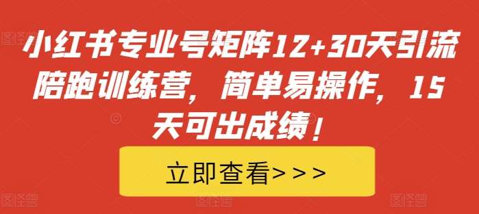 小红书专业号矩阵12+30天引流陪跑训练营，简单易操作，15天可出成绩!汇创网-网创项目_汇创网_中创网_福缘网_冒泡网_资源整合平台汇创网