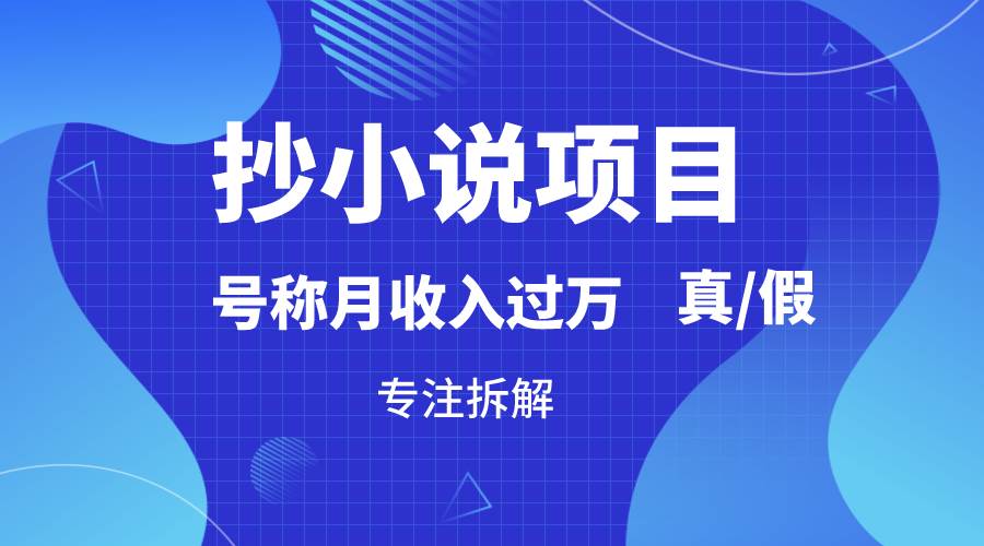 抄小说项目，号称月入过万，到底是否真实，能不能做，详细拆解汇创网-网创项目_汇创网_中创网_福缘网_冒泡网_网创项目平台汇创网