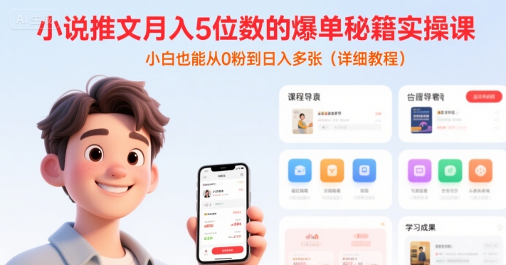 小说推文月入5位数的爆单秘籍实操课，，小白也能从0粉到日入多张(详细教程)汇创网-网创项目_汇创网_中创网_福缘网_冒泡网_资源整合平台汇创网