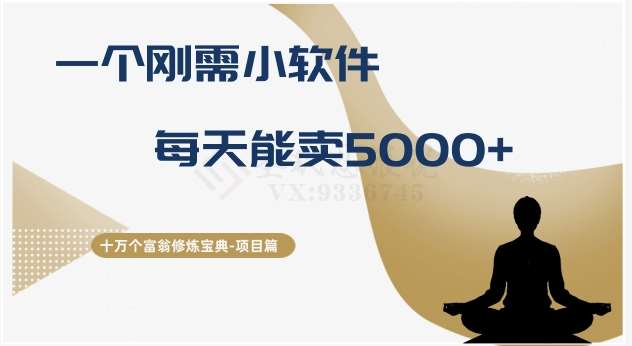 十万个富翁修炼宝典之17.一个刚需小软件，每天能卖5000+汇创网-网创项目_汇创网_中创网_福缘网_冒泡网_资源整合平台汇创网