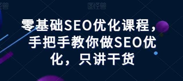 零基础SEO优化课程，手把手教你做SEO优化，只讲干货网创项目_汇创网_中创网_福缘网_冒泡网_资源整合平台汇创网