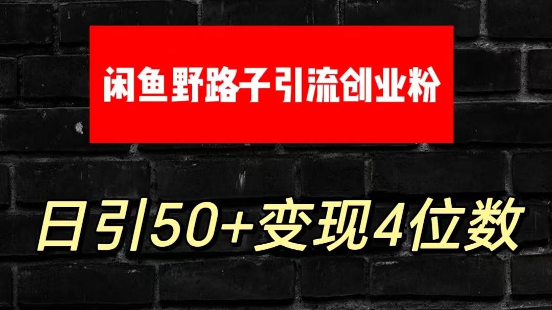 大眼闲鱼野路子引流创业粉，日引50+单日变现四位数汇创网-网创项目_汇创网_中创网_福缘网_冒泡网_资源整合平台汇创网