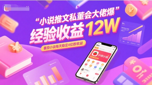 小说推文私董会大佬爆单经验分享收益12W，番茄小说每天稳定4位数收益汇创网-网创项目_汇创网_中创网_福缘网_冒泡网_资源整合平台汇创网