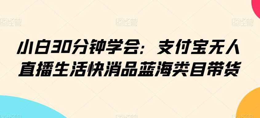 小白30分钟学会：支付宝无人直播生活快消品蓝海类目带货【揭秘】汇创网-网创项目_汇创网_中创网_福缘网_冒泡网_资源整合平台汇创网