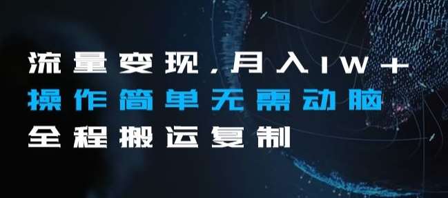 流量变现，月入1W+操作简单无需动脑全程搬运复制【揭秘】汇创网-网创项目_汇创网_中创网_福缘网_冒泡网_资源整合平台汇创网
