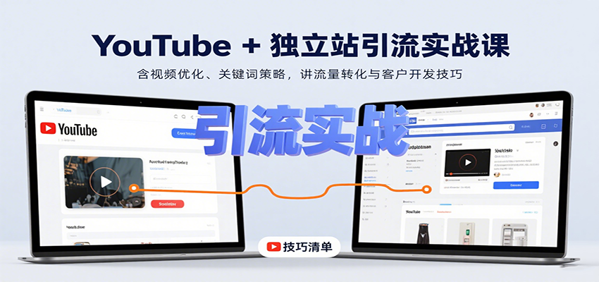YouTube+独立站引流实战课：含视频优化、关键词策略，讲流量转化与客户开发技巧汇创网-网创项目_汇创网_中创网_福缘网_冒泡网_网创项目平台汇创网