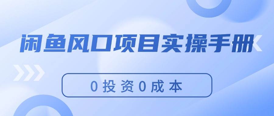 （11923期）闲鱼风口项目实操手册，0投资0成本，让你做到，月入过万，新手可做汇创网-网创项目_汇创网_中创网_福缘网_冒泡网_网创项目平台汇创网