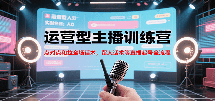 运营型主播训练营，点对点和拉全场话术，留人话术等直播起号全流程（更新7月）汇创网-网创项目_汇创网_中创网_福缘网_冒泡网_资源整合平台汇创网