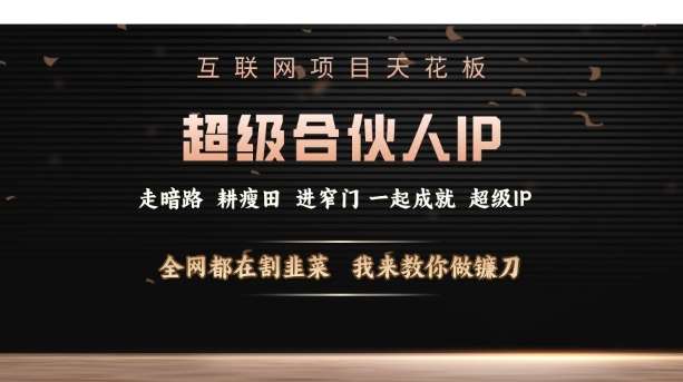 互联网项目天花板，超级合伙人IP，全网都在割韭菜，我来教你做镰刀【仅揭秘】汇创网-网创项目_汇创网_中创网_福缘网_冒泡网_网创项目平台汇创网