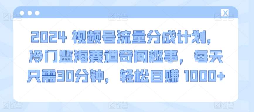 2024视频号流量分成计划，冷门监海赛道奇闻趣事，每天只需30分钟，轻松目赚 1000+【揭秘】汇创网-网创项目_汇创网_中创网_福缘网_冒泡网_资源整合平台汇创网