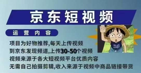 京东短视频带货课，无需自己拍摄剪辑，保姆式教学，两天快速上手汇创网-网创项目_汇创网_中创网_福缘网_冒泡网_资源整合平台汇创网