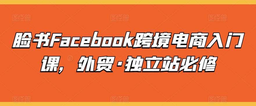 脸书Facebook跨境电商入门课，外贸·独立站必修汇创网-网创项目_汇创网_中创网_福缘网_冒泡网_资源整合平台汇创网