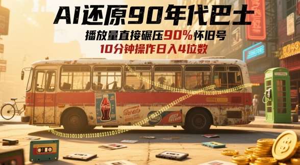 AI还原90年代巴士，一帧就让70后泪崩，播放量直接碾压90%怀旧号，每天操作十分钟，日入四位数汇创网-网创项目_汇创网_中创网_福缘网_冒泡网_资源整合平台汇创网