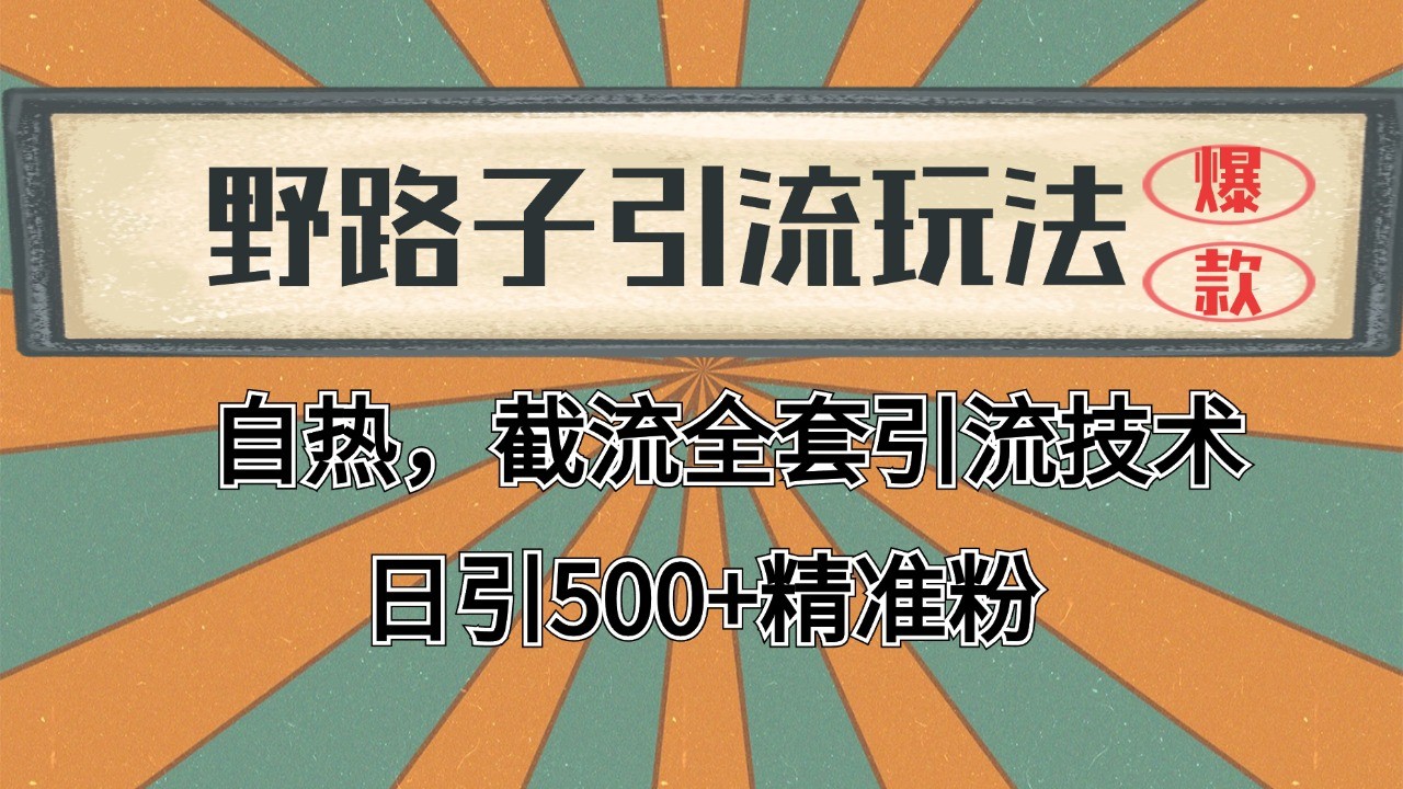 2024首发野路子引流玩法截流自热全平台打法，全自动引流【日引2000+精准客户】汇创网-网创项目_汇创网_中创网_福缘网_冒泡网_网创项目平台汇创网