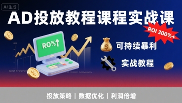 AD投放教程课程实战课，实现广告ROI300%+可持续暴利汇创网-网创项目_汇创网_中创网_福缘网_冒泡网_资源整合平台汇创网