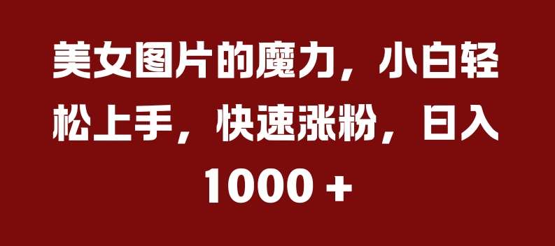 美女图片的魔力，小白轻松上手，快速涨粉，日入几张【揭秘】汇创网-网创项目_汇创网_中创网_福缘网_冒泡网_网创项目平台汇创网