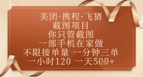 飞猪美团截图项目，你只管截图，一部手机在家做，正规平台无套路，一天5张+【揭秘】汇创网-网创项目_汇创网_中创网_福缘网_冒泡网_资源整合平台汇创网