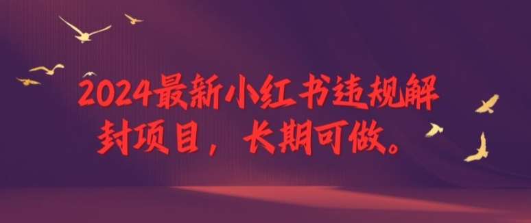 2024最新小红书违规解封项目，长期可做，一个可以做到退休的项目【揭秘】汇创网-网创项目_汇创网_中创网_福缘网_冒泡网_资源整合平台汇创网