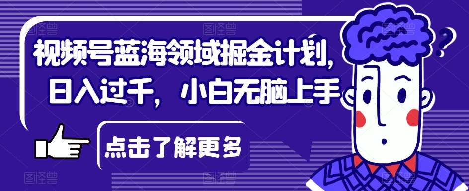 视频号蓝海领域掘金计划，日入过千，小白无脑上手【揭秘】汇创网-网创项目_汇创网_中创网_福缘网_冒泡网_资源整合平台汇创网