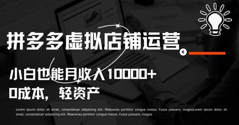 拼多多虚拟店铺运营小白也能月收入10000+【揭秘】汇创网-网创项目_汇创网_中创网_福缘网_冒泡网_资源整合平台汇创网