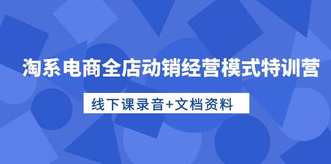 淘系电商全店动销经营模式特训营，线下课录音+文档资料汇创网-网创项目_汇创网_中创网_福缘网_冒泡网_资源整合平台汇创网