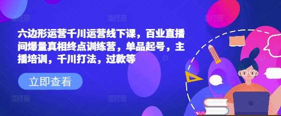 六边形运营千川运营线下课，百业直播间爆量真相终点训练营，单品起号，主播培训，千川打法，过款等汇创网-网创项目_汇创网_中创网_福缘网_冒泡网_网创项目平台汇创网