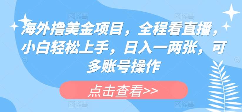 海外撸美金项目，全程看直播，小白轻松上手，日入一两张，可多账号操作【揭秘】汇创网-网创项目_汇创网_中创网_福缘网_冒泡网_资源整合平台汇创网