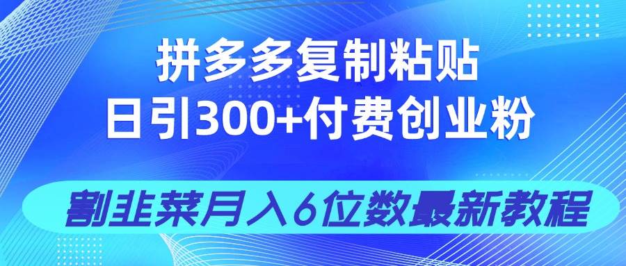 （14232期）拼多多复制粘贴日引300+付费创业粉，割韭菜月入6位数最新教程！汇创网-网创项目_汇创网_中创网_福缘网_冒泡网_资源整合平台汇创网