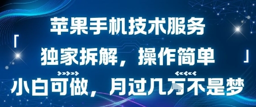 苹果手机技术服务，独家拆解，操作简单，小白可做，月过1W不是梦汇创网-网创项目_汇创网_中创网_福缘网_冒泡网_资源整合平台汇创网