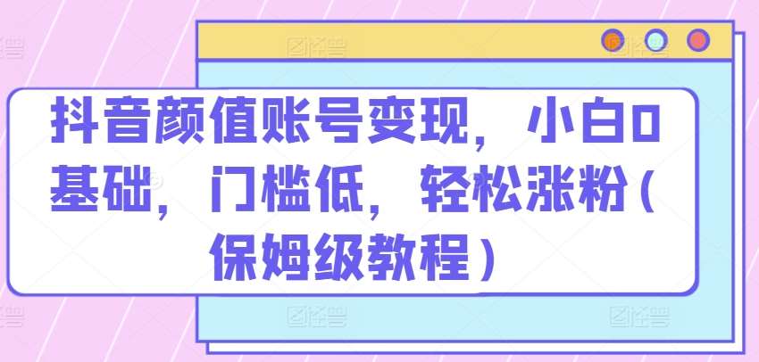 抖音颜值账号变现，小白0基础，门槛低，​轻松涨粉(保姆级教程)【揭秘】汇创网-网创项目_汇创网_中创网_福缘网_冒泡网_资源整合平台汇创网
