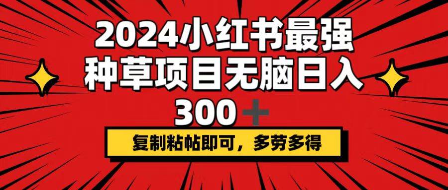 （12336期）2024小红书最强种草项目，无脑日入300+，复制粘帖即可，多劳多得汇创网-网创项目_汇创网_中创网_福缘网_冒泡网_资源整合平台汇创网