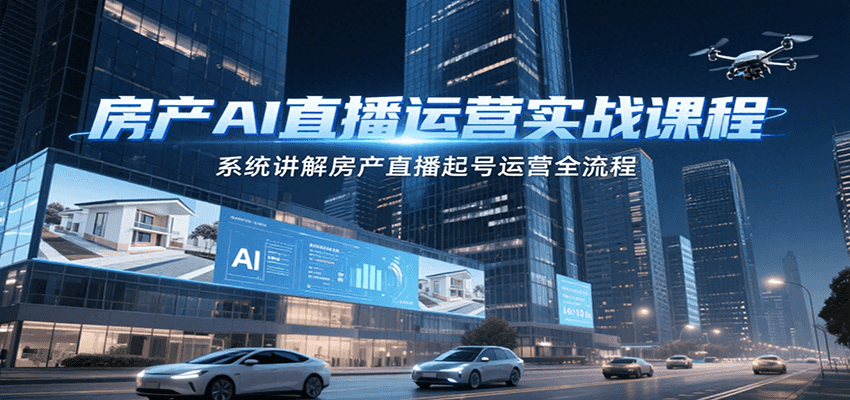 房产AI直播运营实战课程，系统讲解房产直播起号运营全流程汇创网-网创项目_汇创网_中创网_福缘网_冒泡网_资源整合平台汇创网
