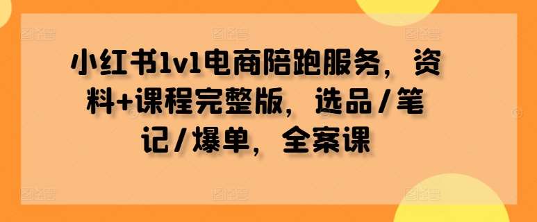 小红书1v1电商陪跑服务，资料+课程完整版，选品/笔记/爆单，全案课汇创网-网创项目_汇创网_中创网_福缘网_冒泡网_资源整合平台汇创网