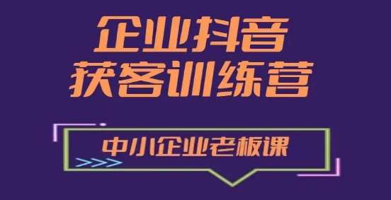 企业抖音营销获客增长训练营，中小企业老板必修课汇创网-网创项目_汇创网_中创网_福缘网_冒泡网_网创项目平台汇创网