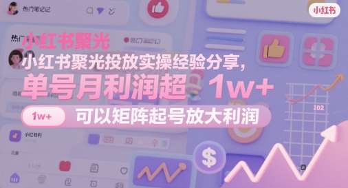 小红书聚光投放实操经验分享，单号月利润超1w+，可以矩阵起号放大利润汇创网-网创项目_汇创网_中创网_福缘网_冒泡网_资源整合平台汇创网