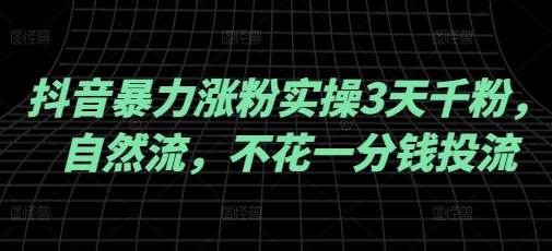 抖音暴力涨粉实操3天千粉，自然流，不花一分钱投流，实操经验分享汇创网-网创项目_汇创网_中创网_福缘网_冒泡网_资源整合平台汇创网