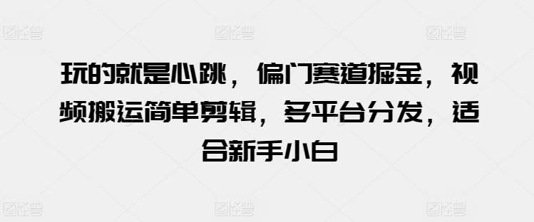 玩的就是心跳，偏门赛道掘金，视频搬运简单剪辑，多平台分发，适合新手小白【揭秘】汇创网-网创项目_汇创网_中创网_福缘网_冒泡网_网创项目平台汇创网