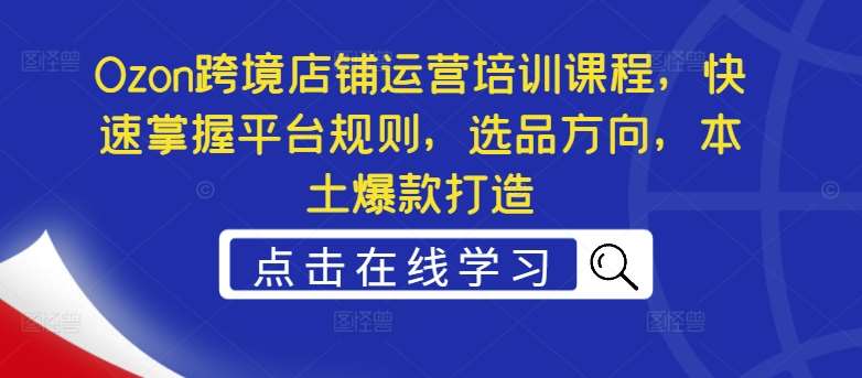 Ozon跨境店铺运营培训课程，快速掌握平台规则，选品方向，本土爆款打造汇创网-网创项目_汇创网_中创网_福缘网_冒泡网_资源整合平台汇创网