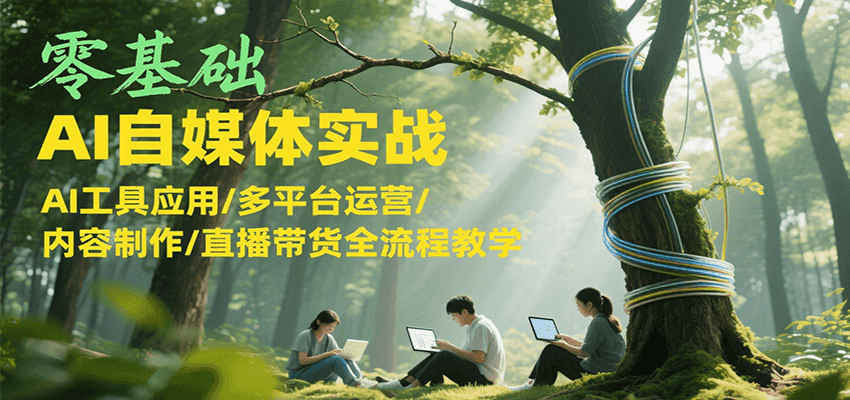 零基础AI自媒体实战，AI工具应用/多平台运营/内容制作/直播带货全流程教学汇创网-网创项目_汇创网_中创网_福缘网_冒泡网_资源整合平台汇创网
