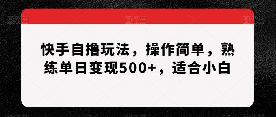快手自撸玩法，操作简单，熟练单日变现500+，适合小白【揭秘】汇创网-网创项目_汇创网_中创网_福缘网_冒泡网_资源整合平台汇创网